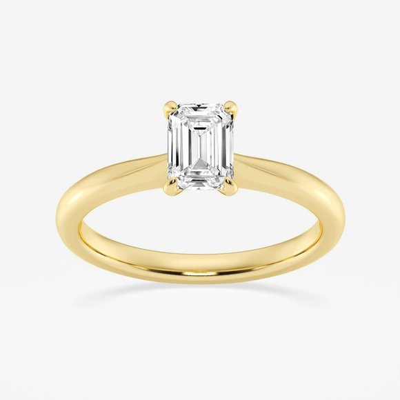 3/4 ctw Emerald Lab Grown Diamond Petite Solitaire Engagement Ring - Picture 5 of 6